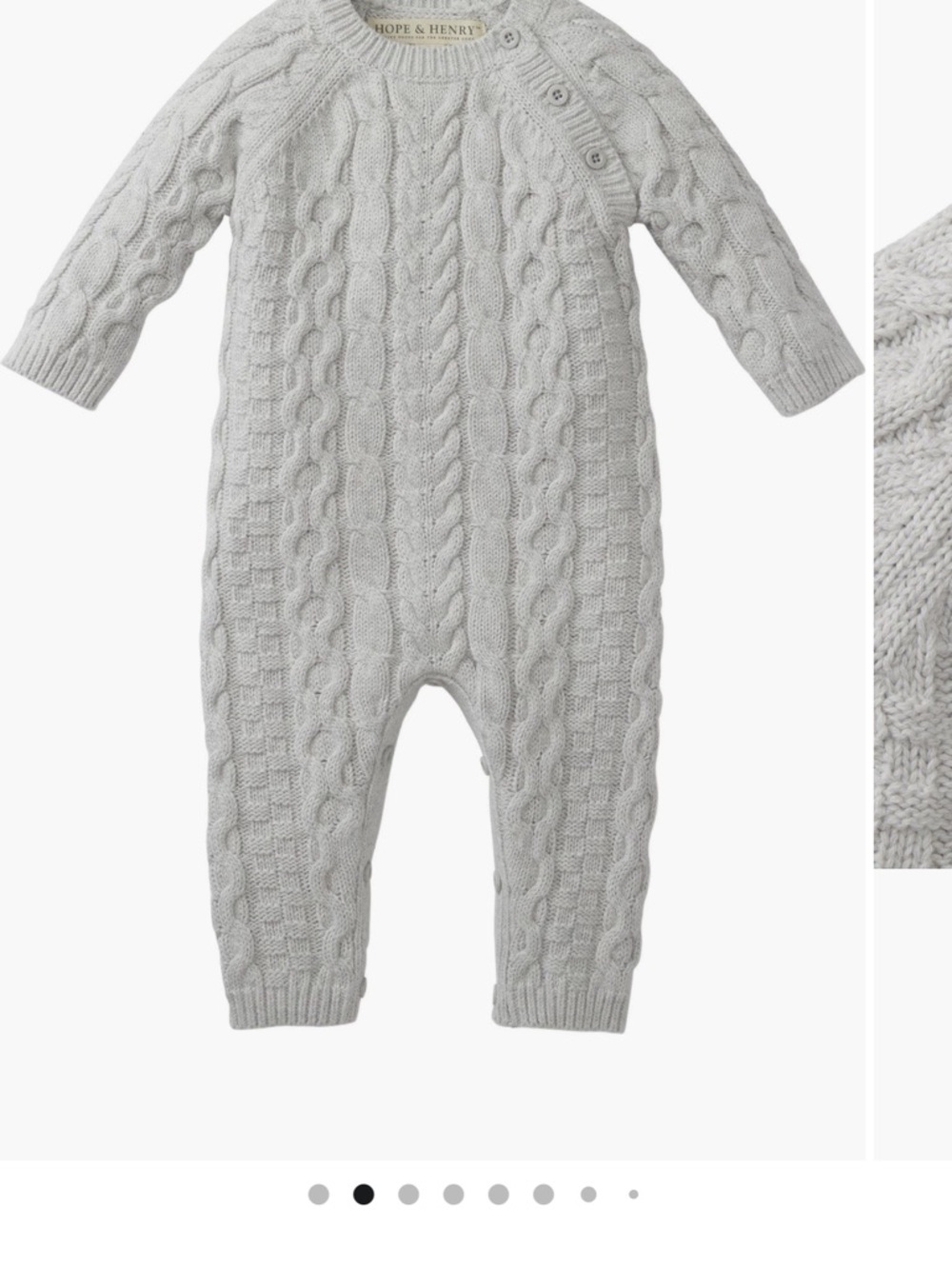 Hope & Henry Cable-Knit Baby One-Piece in Light Gray